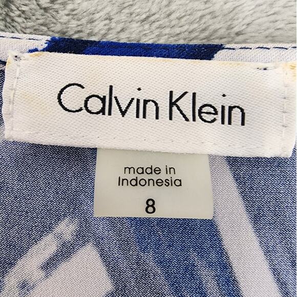 Calvin Klein Dress Womens 8 Blue Cold Shoulder Tassel Tie Waist Stretch Jersey - Picture 5 of 10